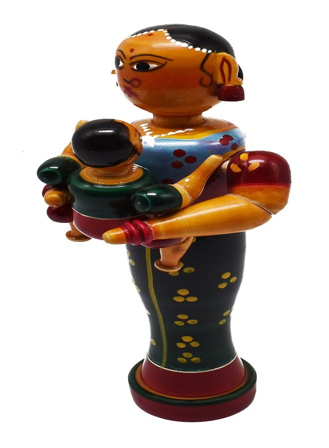 justhandmade Wooden Mother with Child | Golu Bommai | Home Decor Showpiece | Gift -Multicolor - Image 1